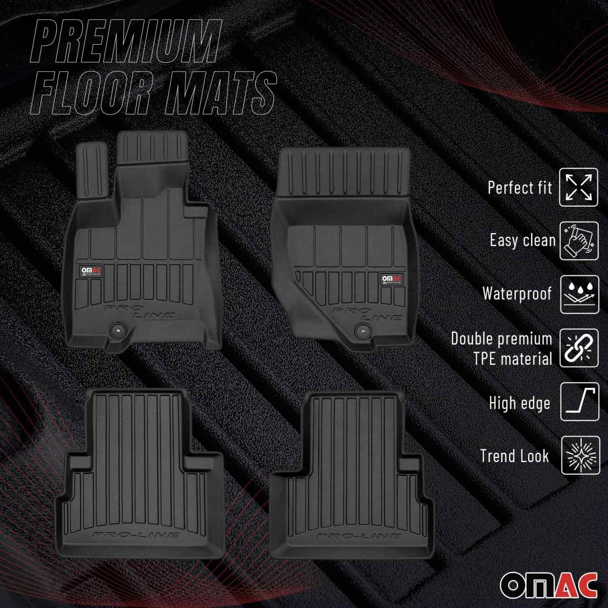 INFINITI FX Floor Mat - Omac - Premium TPE - Black - '09-'13